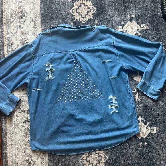 Furst of a Kind Denim Studded Shirt - Picture 5 of 7